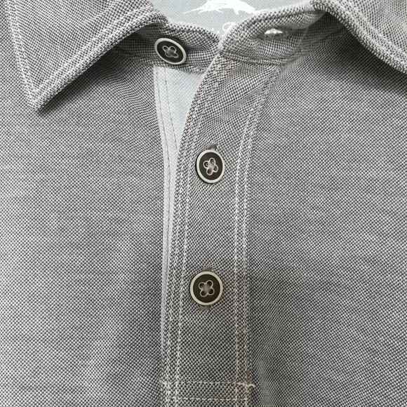 Men's Tommy Bahama Long Sleeve Gray Tencel Lyocell Polo [M] - Picture 3 of 13